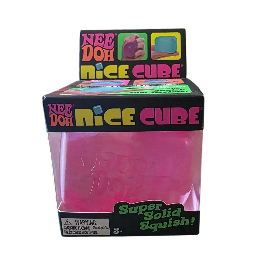 Schylling NeeDoh Nice Cube Pink Super Solid Squish Sensory Fidget Toy New
